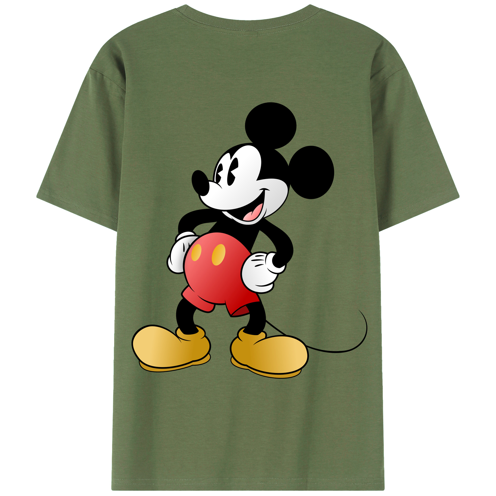 ミッキーマウス Mickey Mouse 綿100％ メンズ半袖Tシャツ（バックプリント） 通気性